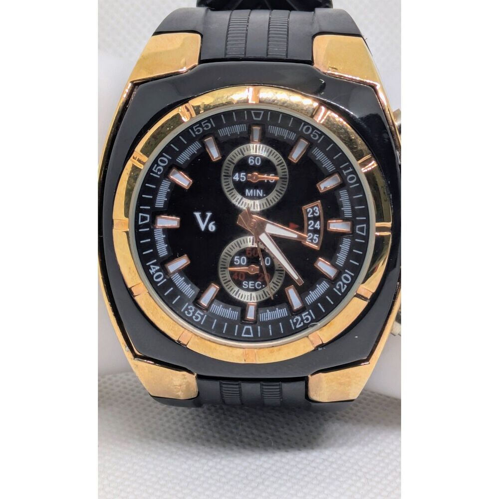 Men's Like new V6 Super Speed Black & Rose Gold 47 mm. watch (model V0048)
